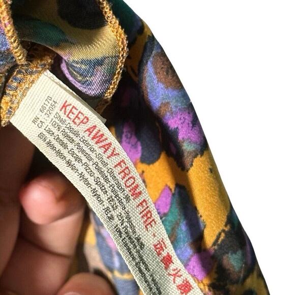 Intimately Free People Gold Purple Printed Lace Little Dreams Cami Size M - Picture 7 of 8